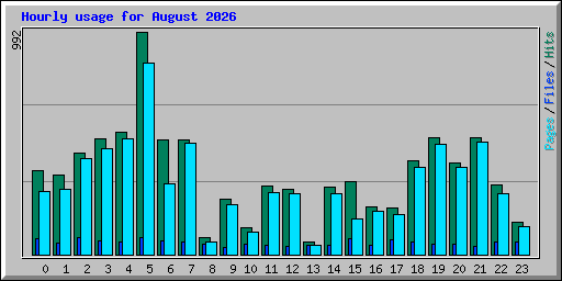 Hourly usage for August 2026